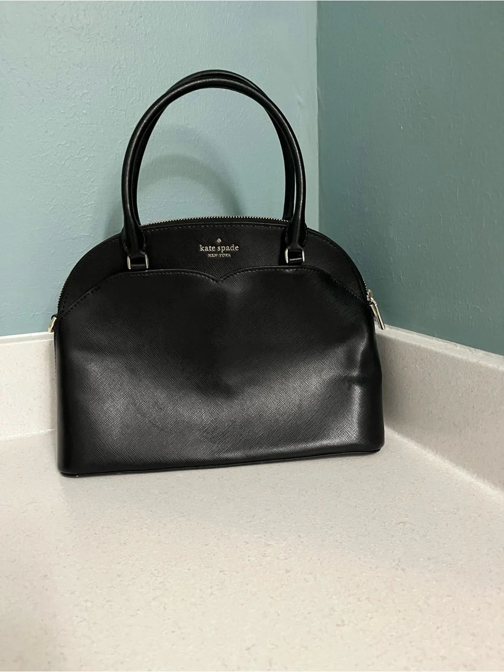 kate spade Black Saffiano Leather Dome Satchel